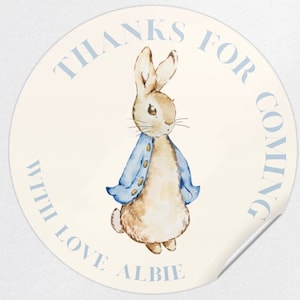 5cm round thank you stickers peter rabbit loot sticker  party bag sticker 15 per sheet sold per sheet