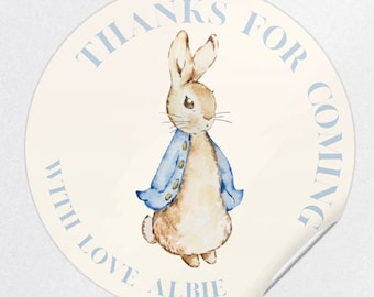 5cm round thank you stickers peter rabbit loot sticker  party bag sticker 15 per sheet sold per sheet