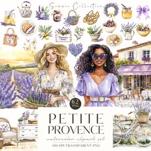 Aquarell Provence Lavendel Clipart, Sommer, Französischer Liebhaber, Reise PNG, Blumen Clipart, Junkjournal, digitale Aufkleber, Scrabook, kommerziell