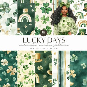 Modèle sans couture de la Saint-Patrick, trèfle aquarelle, fond de la Saint-Patrick, trèfle, téléchargement numérique, scrapbooking, usage commercial