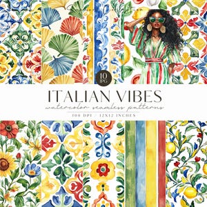 Naadloze patroon aquarel Italiaanse tegels, aquarel Italië, tegels achtergrond, zomer achtergrond, digitale download, plakboek, commercial