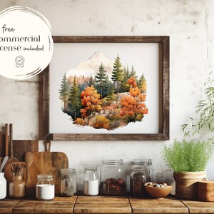 Höstscener - Akvarell höst ClipArt Set - Höst Clipart - Höstillustrationer - Grafik - Kommersiell licens - Höststuga - Höst och hösthelg bild 10