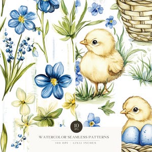 Påsk sömlöst mönster, påskbakgrund, vår, påskägg, glad påsk, blommor, digital nedladdning, scrabooking, kommersiellt bruk bild 5