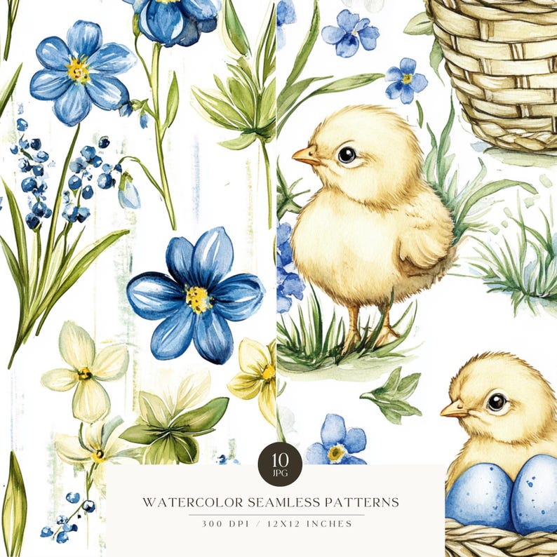 Påsk sömlöst mönster, påskbakgrund, vår, påskägg, glad påsk, blommor, digital nedladdning, scrabooking, kommersiellt bruk bild 5