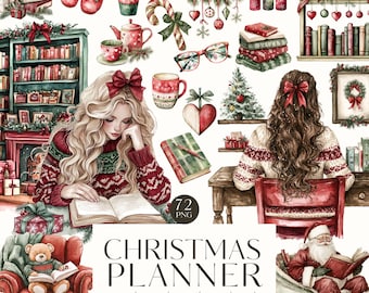Christmas Planner Clipart, Digital Planner, Christmas Cuteness PNG, Winter Season, Ornament, Cottagecore, Digital Stickers, Scrapbooking