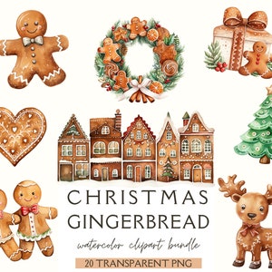 Weihnachten Lebkuchen Clipart, Lebkuchenhaus, Winter Clipart, süßes Weihnachten Png Bundle, Weihnachtsdekor, Kartenherstellung, Scrapbook