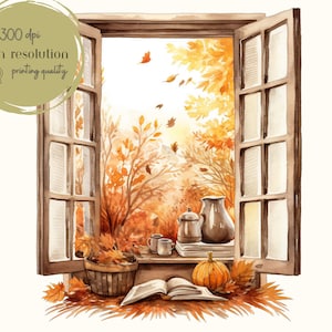 Höstscener - Akvarell höst ClipArt Set - Höst Clipart - Höstillustrationer - Grafik - Kommersiell licens - Höststuga - Höst och hösthelg bild 9