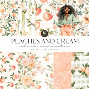 Blush Pfirsich Floral nahtlose Muster, Cottagecore, Pfingstrose, gemütlichen Sommer Hintergrund, wiederholen, digitaler Download, Sammelalbum, kommerzielle Nutzung