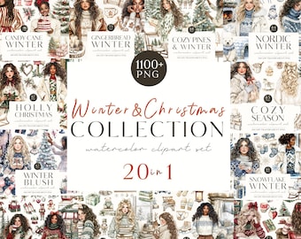 Cozy Winter Clipart, Cozy Christmas Clipart, Large Clipart Bundle, XX Bundle, Digital Stickers, Seasonal PNG Graphics, Commercial License