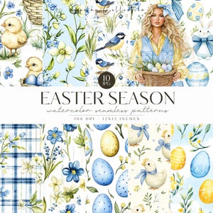 Modèle sans couture de Pâques, fond de Pâques, printemps, oeuf de Pâques, joyeuses Pâques, floral, téléchargement numérique, scrapbooking, usage commercial