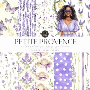 Aquarell Provence Lavendel Musterdesign, verträumte lila Blumen, Französisch Hintergrund, Sommer, digitaler Download, Scrapbook, kommerzielle