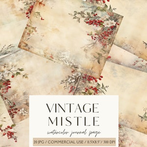 Christmas Vintage Junk Journal Kit Winter Journal Digital Paper Scrapbooking Christmas Decor Watercolor Printable Pages Grunge Shabby Chic