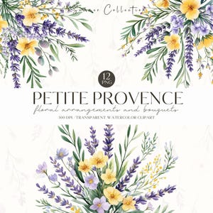 Watercolor Lavender Bouquet Clipart, Provence Floral PNG, Lavender Wedding Invite, Lavender Flower, Digital Stickers, Scrapbook, Commercial