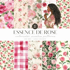 Padrões sem emendas em aquarela com rosas, fundo floral romântico com rosas blush, padrão repetitivo, cottagecore, download digital, comercial