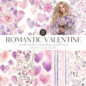 Valentinstag Muster, Florale Muster, Liebesmuster, Rose, Herz, Valentinstag Papier, unendliche Muster, Scrapbooking, digitales Papier