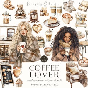 Koffie clipart, Coffee Lover, Digitale planner, Digitale stickers, warme koffie, koekjes, Koffietijd, Koffiemok, Digitale download, Plakboek