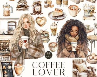 Coffee Clipart, Coffee Lover, Digital Planner, Digital Stickers, Hot Coffee, Cookies, Coffee time, Coffee Mug, Digital Download, Scrapbook