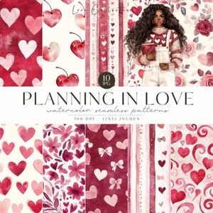 Liebe Musterdesign, Valentinstag Muster, Herz Muster, Valentinstag Papier, unendliche Muster, Scrapbooking, digitales Papier