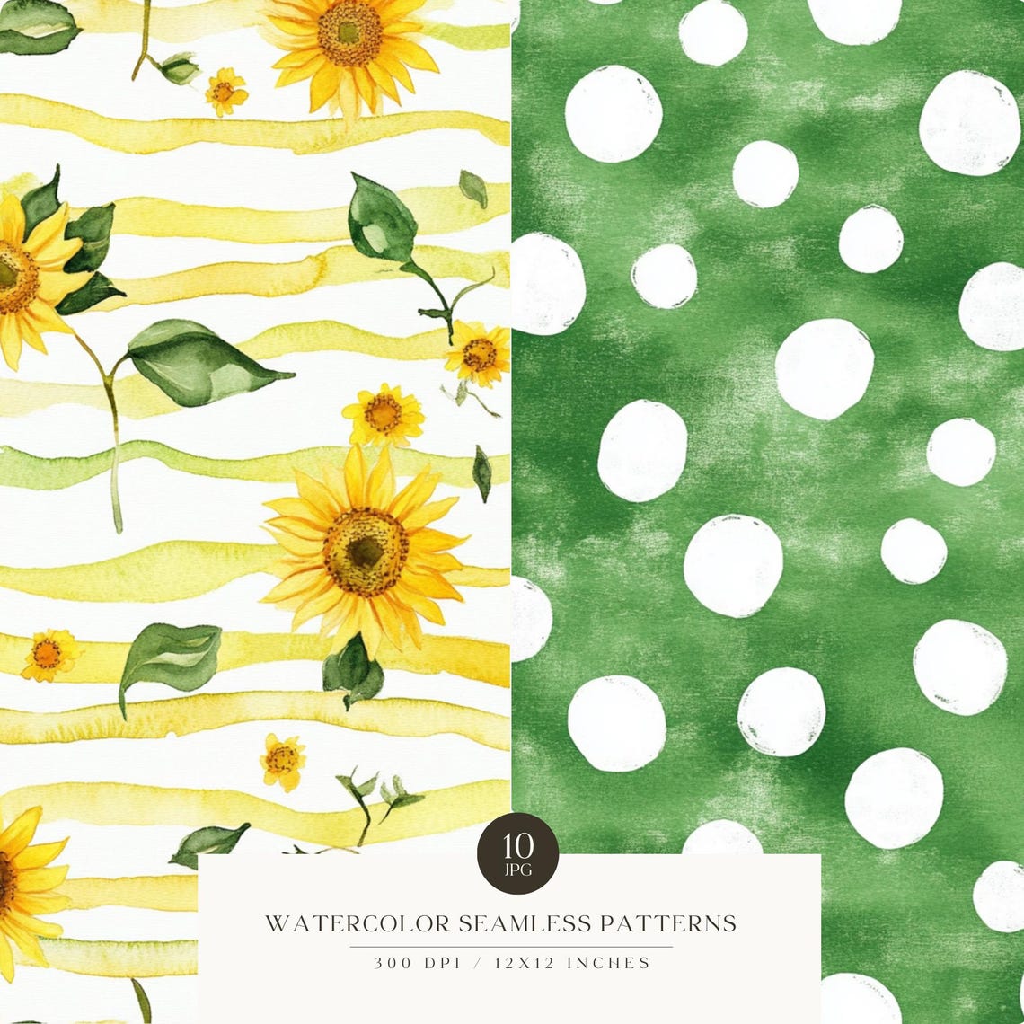 Watercolor Sunflower Floral Seamless Pattern, Cottagecore, Cozy ...
