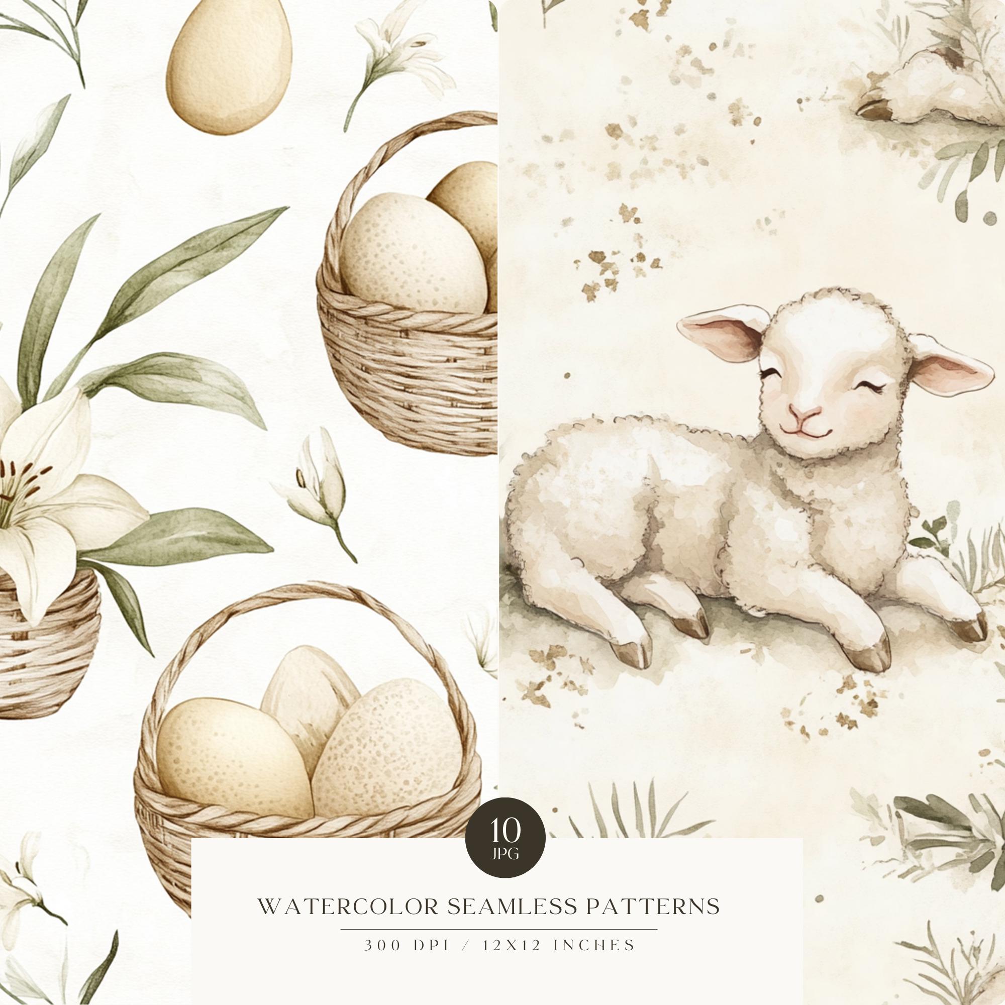Religious Easter Seamless Pattern, Neutral Easter Background, Cross, He ...