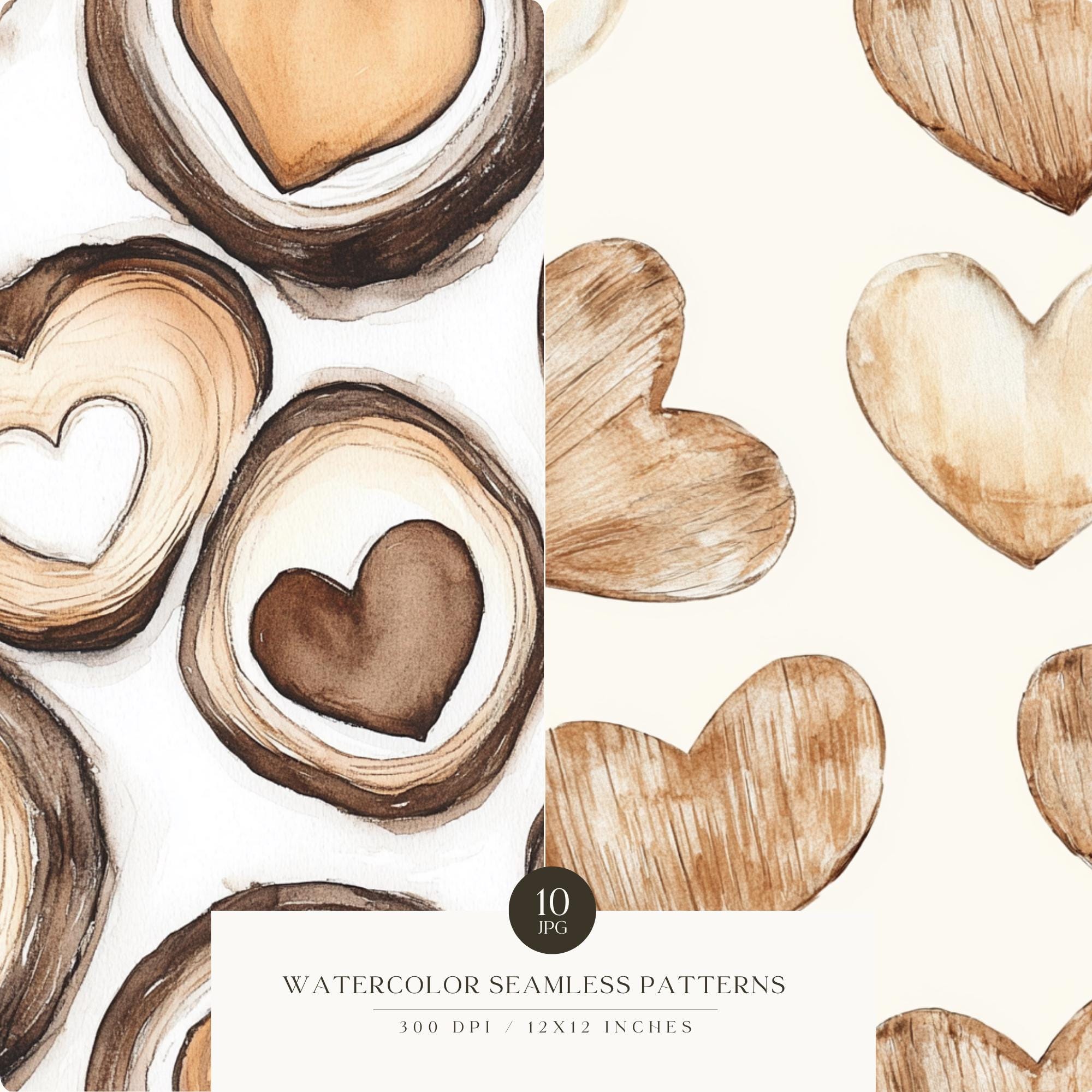 Love Seamless Pattern, Boho Heart Patterns, Rustic, Cozy, Beige ...