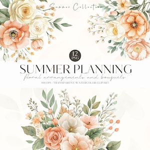 Aquarell Blush Pfirsich Blumen Clipart, Pfirsich Pfingstrose, verträumte Blumen, Cottagecore, Hochzeit einladen, digitale Aufkleber, Scrapbook, kommerzielle Nutzung