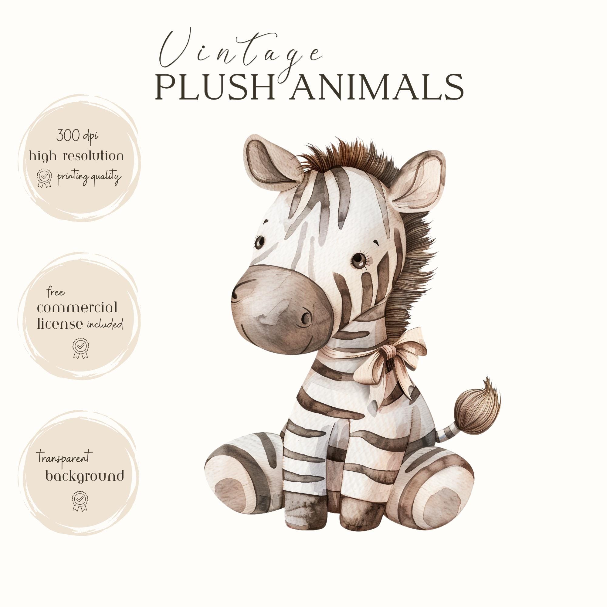Watercolor Plush Animals Clipart Bundle, Babyshower Clipart, Nursery ...