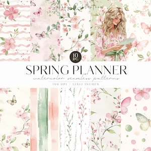 Modèles sans couture de fleurs printanières, Fond floral, Fond floral printanier, Répétition, Téléchargement numérique, Scrapbooking, Usage commercial