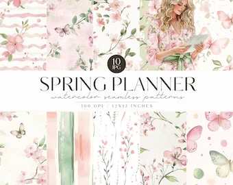Spring Blossom Seamless Patterns, Floral Background, Springtime Floral Background, Repeating, Digital Download, Scrapbooking, Commercial Use