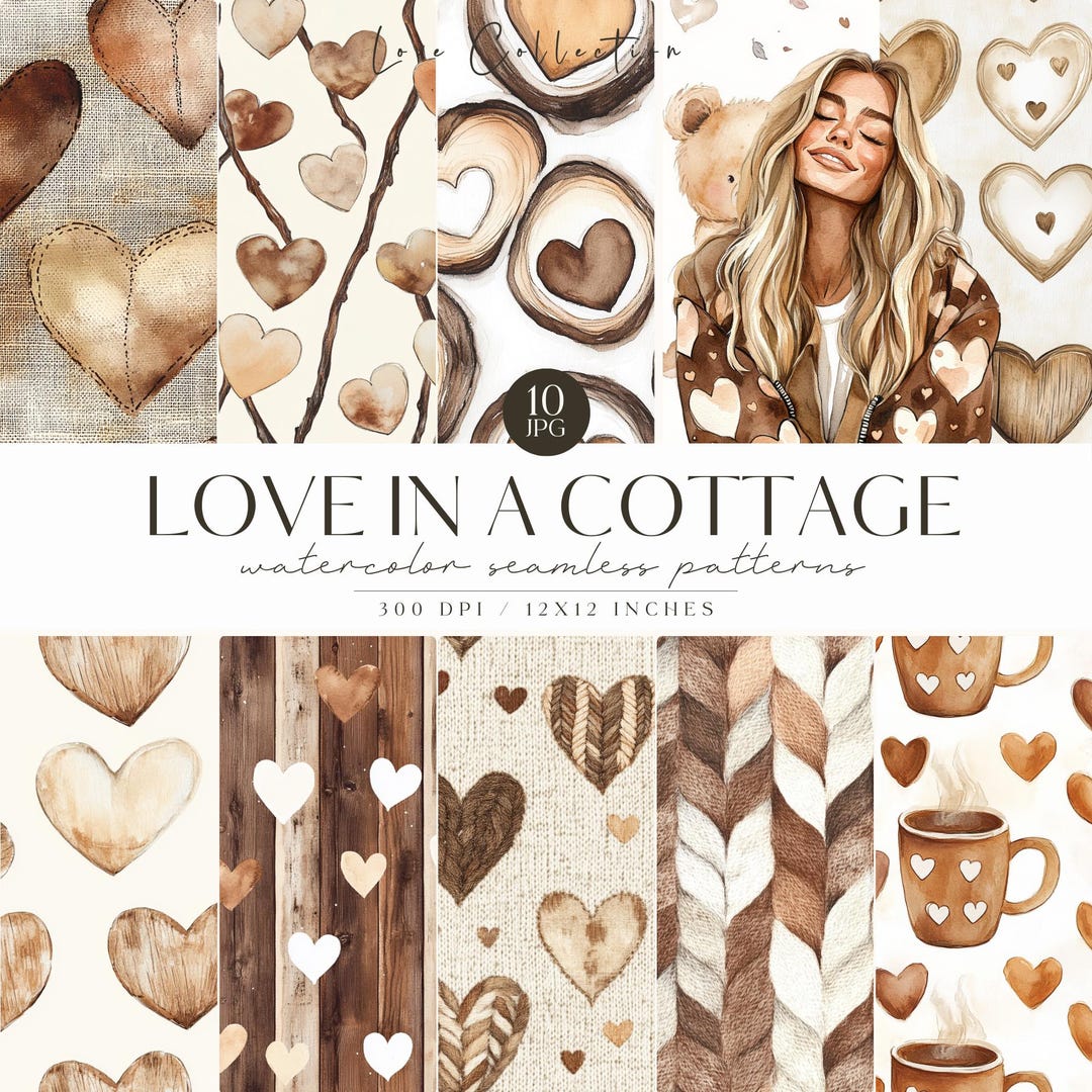 Love Seamless Pattern, Boho Heart Patterns, Rustic, Cozy, Beige Valentine Paper, Infinite Pattern, Scrapbooking, Digital Paper - Etsy Japan