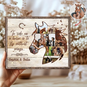 Personalized Horse Wooden Plaque, Custom Photo On Wood Sign, Horse Photo Collage, Horse Sign, Horse Lovers Gifts, Horse Owner Gifts
