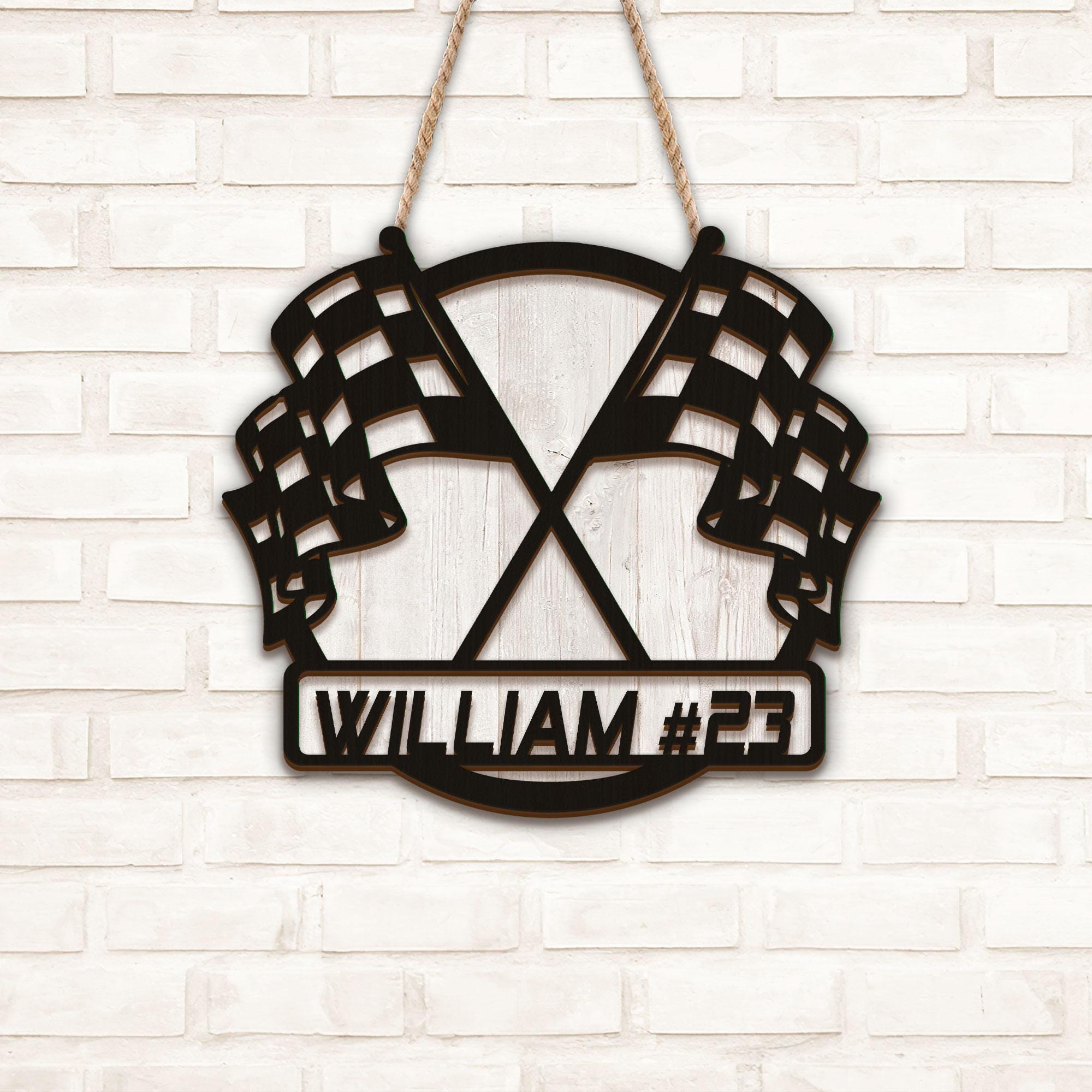 Personalized Racing Wood Sign, Racing Door Hanger, Custom Name ...