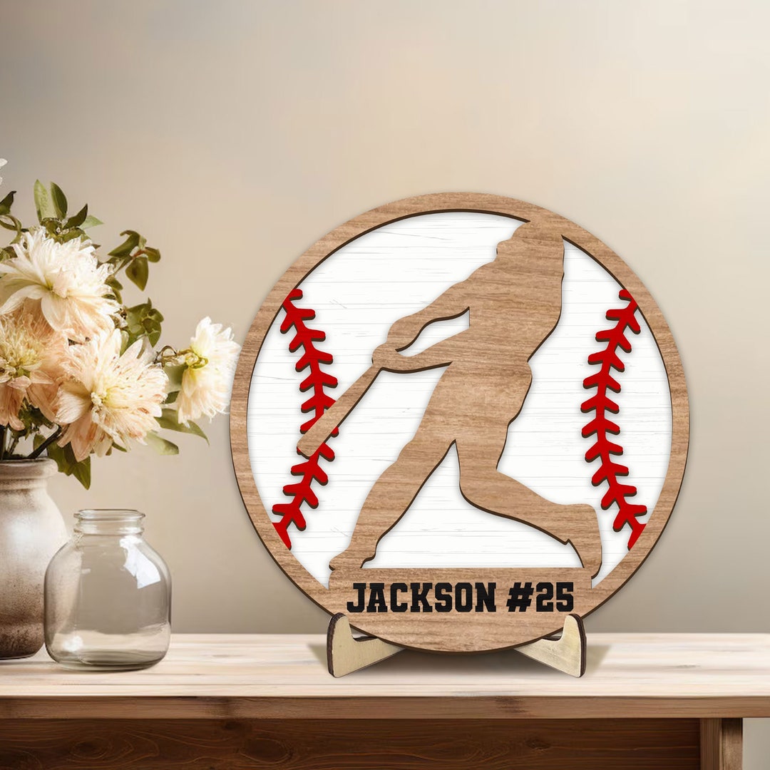 Personalized Baseball Wooden Plaque, Baseball Player Wood Sign, Custom ...