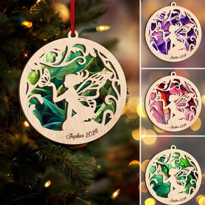 Personalized Fairy Layered Wood Ornament, Custom Fairy Christmas Tree ...