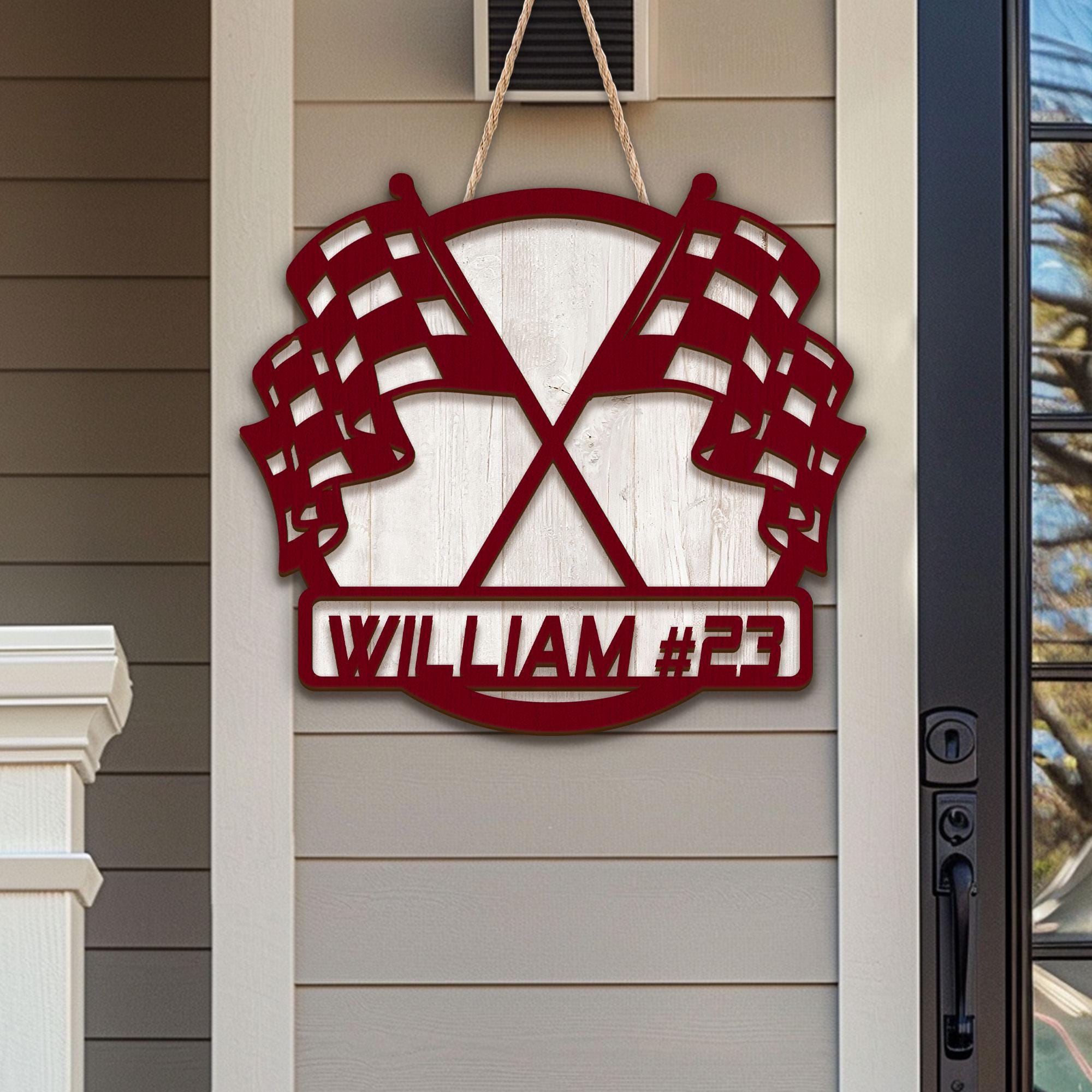 Personalized Racing Wood Sign, Racing Door Hanger, Custom Name ...