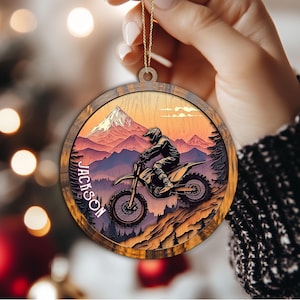 Personalized Motorcycle Couple 2-Layer Wood Christmas Ornament 2023 - Custom Name