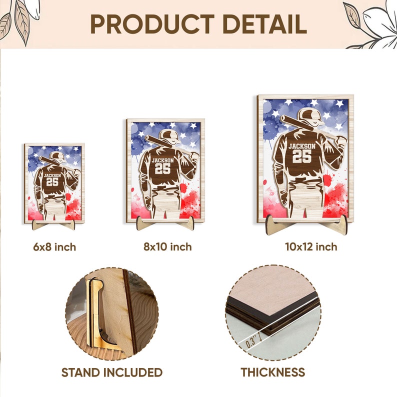 Personalized Baseball Wooden Plaque, Custom Name & Number Wooden Sign ...