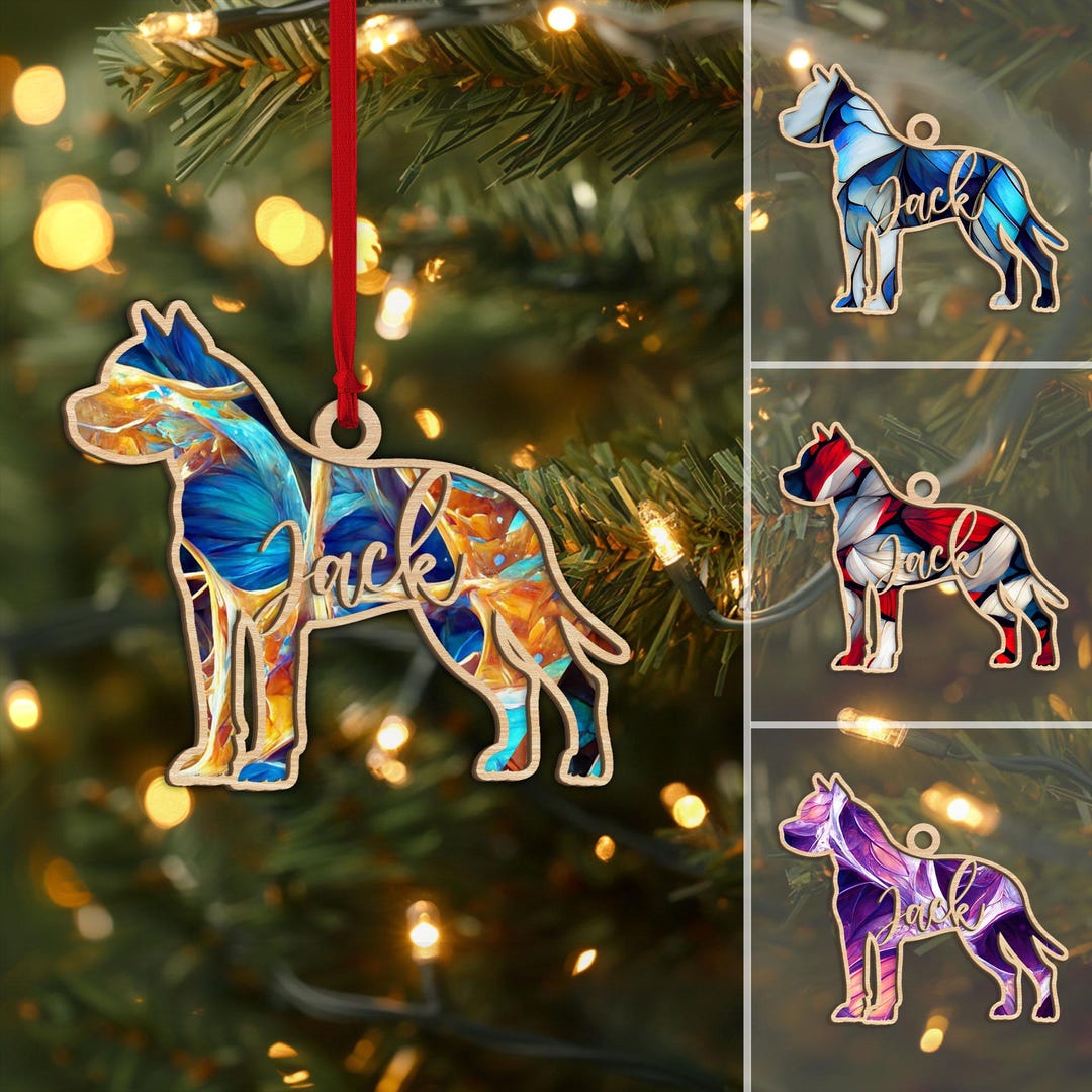Personalized Pitbull Layered Wood Ornament, Custom Pitbull Christmas — free download