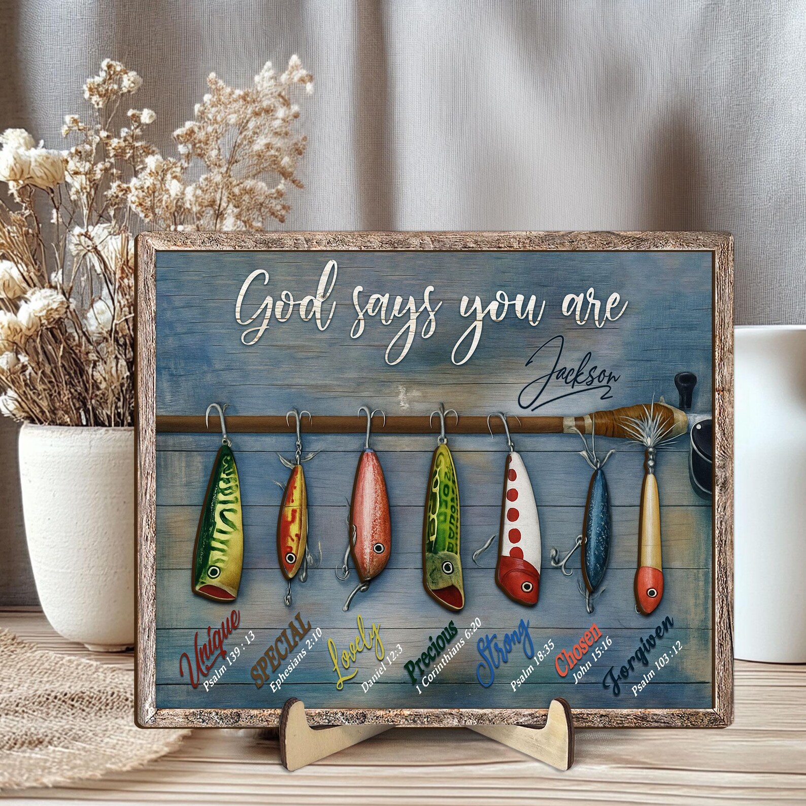Personalized God Says You Are Fishing Wooden Plaque, Custom Name Wooden ...