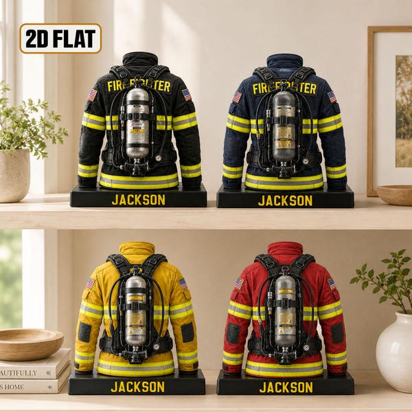 Personalized Firefighter Wooden Block, Custom Firefighter Gear Sign, Fireman Gift, First Responder Decor, Firefighter Locker Keepsake