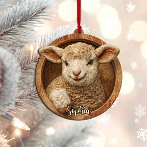 Personalized Sheep Layered Wood Ornament, Custom Sheep Christmas Tree Ornament, Sheep Christmas Home Decor, Farm Ornament, Sheep Gift