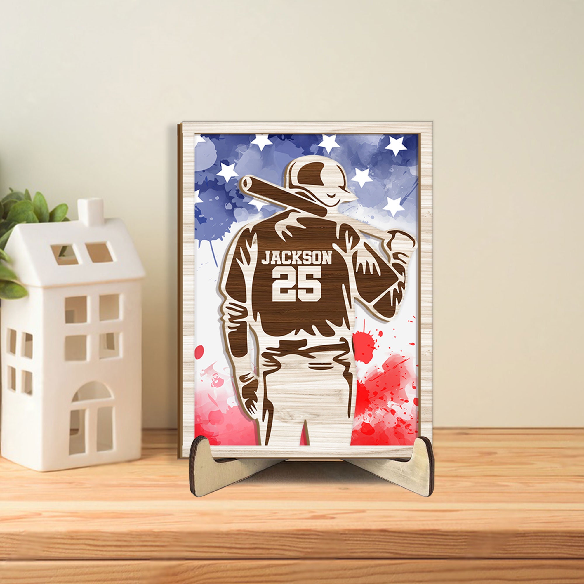 Personalized Baseball Wooden Plaque, Custom Name & Number Wooden Sign ...
