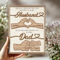 Personalized Dad Wooden Plaque, Custom Kid's Name Wooden Sign, Fist Bump Husband Wood Sign, Father's Day Gift For Dad, Husband, Him