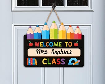 Personalized Teacher Door Sign, Custom Teacher Name Door Hanger, Classroom Decor, Back To School Gift, Teacher Welcome Sign, Teacher Gift