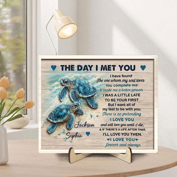 Personalized 3D Effect 2-Layered Wooden Couple Plaque With Names & Yea