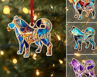 Personalized Husky Layered Wood Ornament, Custom Dog Christmas Ornament, Dog Christmas Home Decor, Siberian Husky Ornament, Dog Lover Gifts