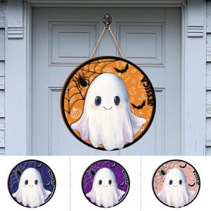 Personalized Halloween Boo Wood Sign, Custom Name Door Hanger, Cute Ghost Sign, Halloween Door Sign, Spooky Season, Halloween Gift