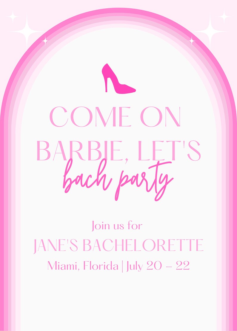 Barbie Bachelorette Party Invitation & Itinerary Template Etsy