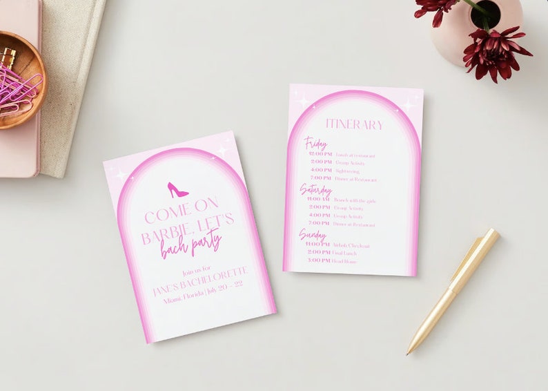Barbie Bachelorette Party Invitation & Itinerary Template Etsy