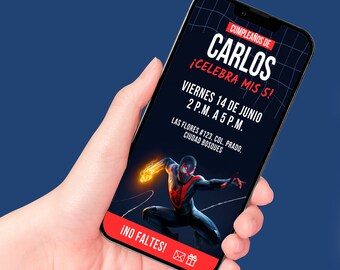 Digital Canva Invitation Template, Boys Invitation, Spider Man Invitation, Spiderman Invitation, Editable Invitation